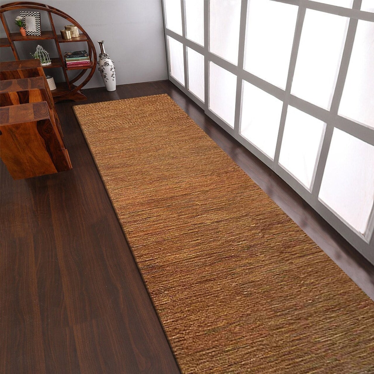 Rugsotic Hand Knotted Jute Area Rug Solid Beige 5X8 Eco-Friendly J00064